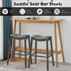 Gymax Lot de 2 tabourets de bar selle chaises de cuisine hauteur bar avec caoutchouc