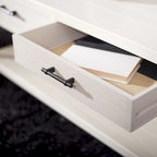 Table basse à étagère inférieure à 2 tiroirs – Blanc vieilli / Gris délavé / Noir / Marron