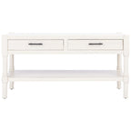 Table basse à étagère inférieure à 2 tiroirs – Blanc vieilli / Gris délavé / Noir / Marron