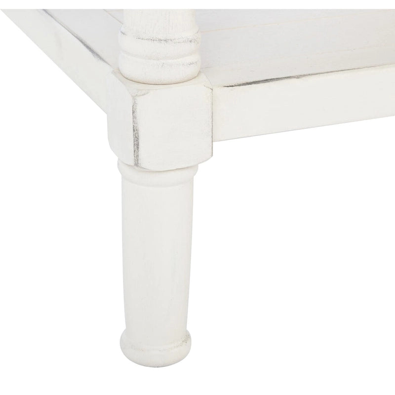 Table basse à étagère inférieure à 2 tiroirs – Blanc vieilli / Gris délavé / Noir / Marron