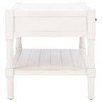 Table basse à étagère inférieure à 2 tiroirs – Blanc vieilli / Gris délavé / Noir / Marron