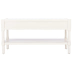 Table basse à étagère inférieure à 2 tiroirs – Blanc vieilli / Gris délavé / Noir / Marron