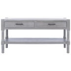 Table basse à étagère inférieure à 2 tiroirs – Blanc vieilli / Gris délavé / Noir / Marron