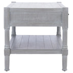 Table basse à étagère inférieure à 2 tiroirs – Blanc vieilli / Gris délavé / Noir / Marron