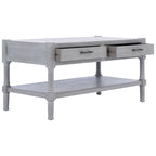 Table basse à étagère inférieure à 2 tiroirs – Blanc vieilli / Gris délavé / Noir / Marron
