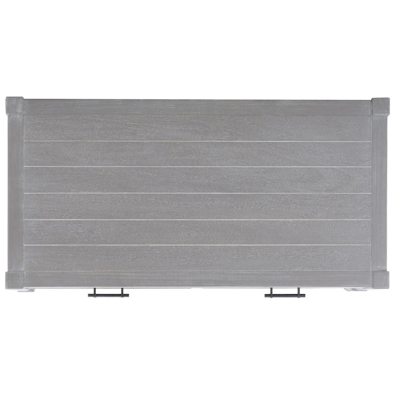 Table basse à étagère inférieure à 2 tiroirs – Blanc vieilli / Gris délavé / Noir / Marron