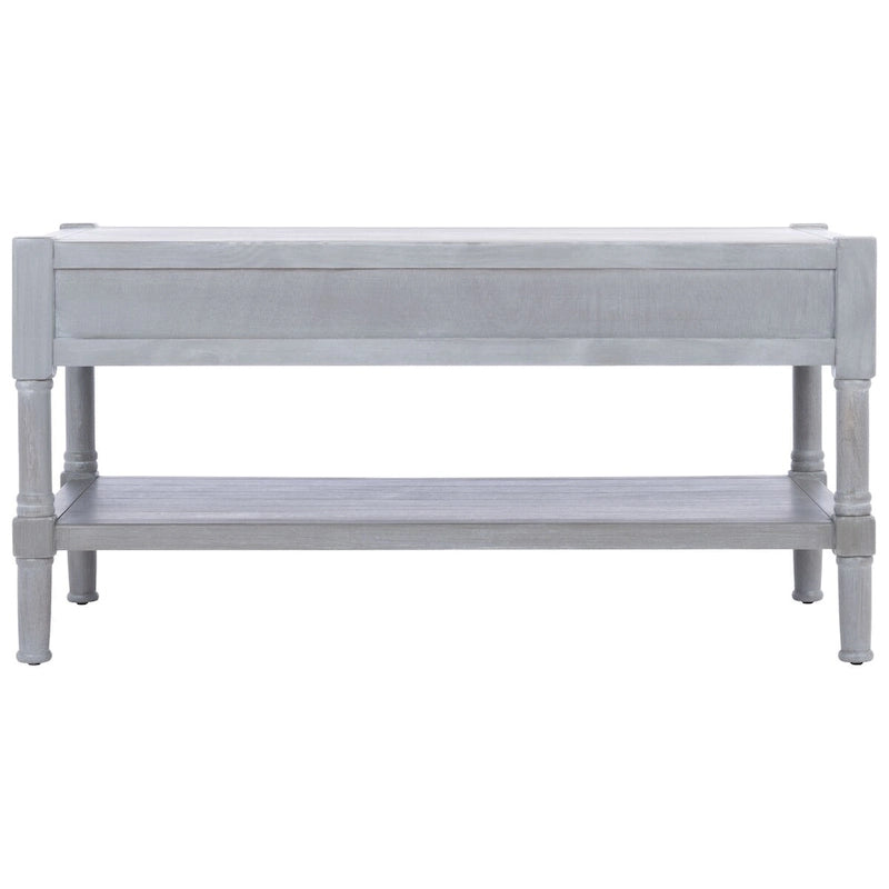 Table basse à étagère inférieure à 2 tiroirs – Blanc vieilli / Gris délavé / Noir / Marron
