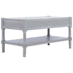 Table basse à étagère inférieure à 2 tiroirs – Blanc vieilli / Gris délavé / Noir / Marron