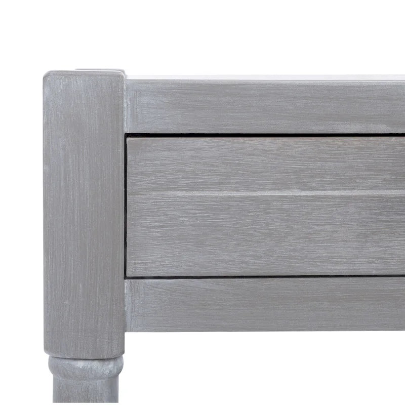 Table basse à étagère inférieure à 2 tiroirs – Blanc vieilli / Gris délavé / Noir / Marron