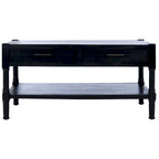 Table basse à étagère inférieure à 2 tiroirs – Blanc vieilli / Gris délavé / Noir / Marron