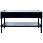 Table basse à étagère inférieure à 2 tiroirs – Blanc vieilli / Gris délavé / Noir / Marron