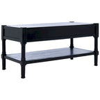 Table basse à étagère inférieure à 2 tiroirs – Blanc vieilli / Gris délavé / Noir / Marron