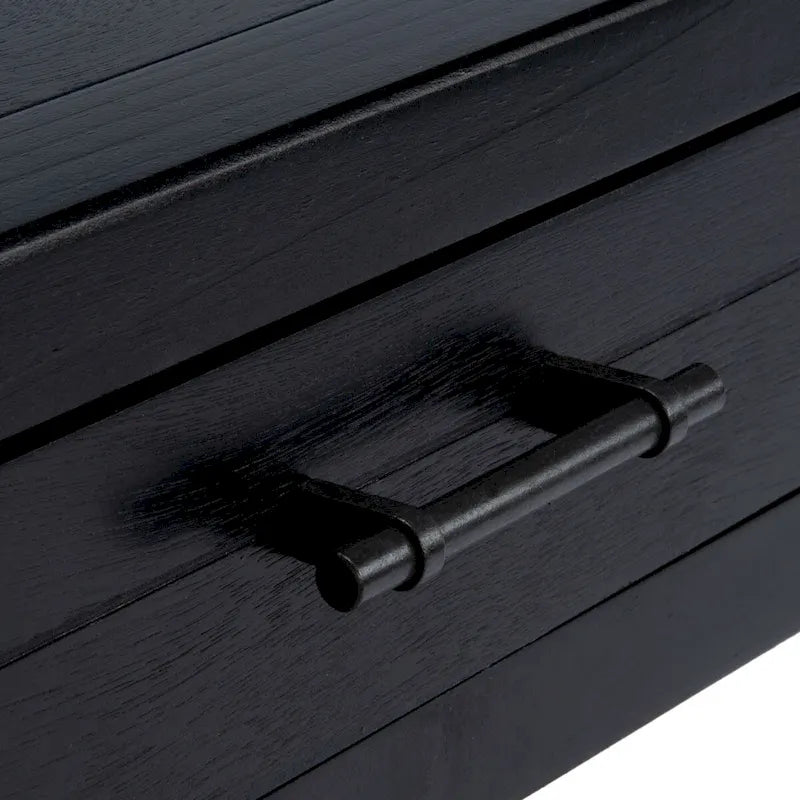 Table basse à étagère inférieure à 2 tiroirs – Blanc vieilli / Gris délavé / Noir / Marron
