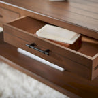 Table basse à étagère inférieure à 2 tiroirs – Blanc vieilli / Gris délavé / Noir / Marron