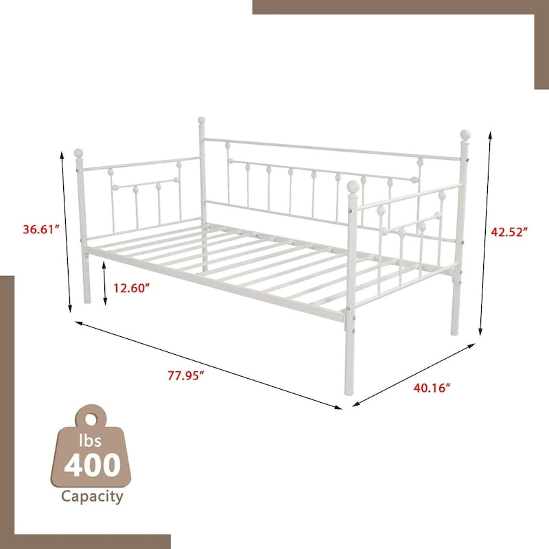 Cadre de lit de repos en métal noir/or/blanc, taille double, canapé-lit, 1 personne