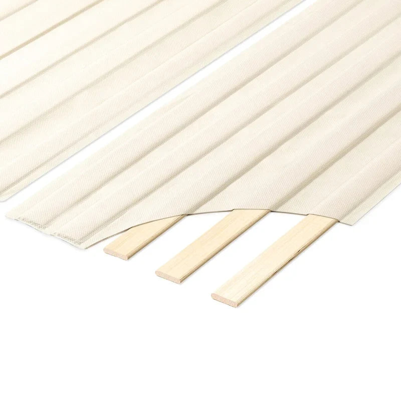 Lattes de lit en bois recouvertes de tissu beige – Lit simple/double/Queen/King, 1 personne