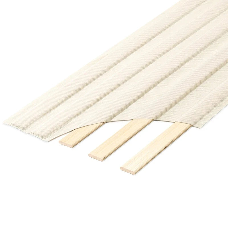 Lattes de lit en bois recouvertes de tissu beige – Lit simple/double/Queen/King, 1 personne