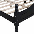 Lit plateforme rétro en bois pleine grandeur, blanc/noir, support à lattes en bois, 1 personne