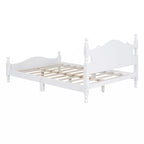 Lit plateforme rétro en bois pleine grandeur, blanc/noir, support à lattes en bois, 1 personne