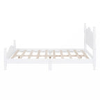 Lit plateforme rétro en bois pleine grandeur, blanc/noir, support à lattes en bois, 1 personne