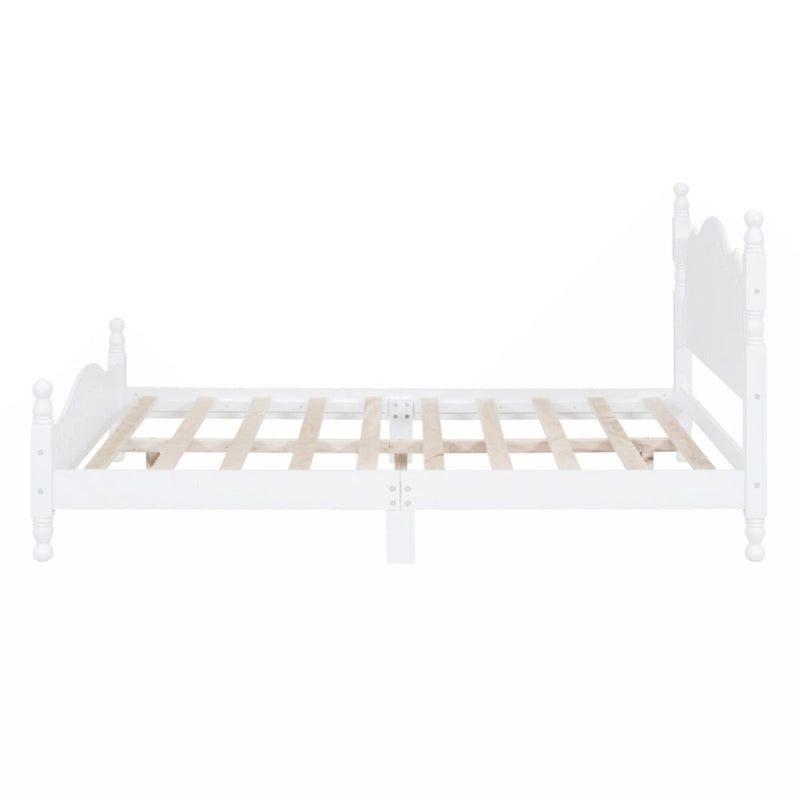 Lit plateforme rétro en bois pleine grandeur, blanc/noir, support à lattes en bois, 1 personne