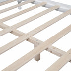 Lit plateforme rétro en bois pleine grandeur, blanc/noir, support à lattes en bois, 1 personne
