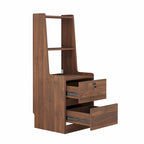 Table de chevet moderne Blanche/Bois/Noire avec station de recharge et veilleuse vocale, 1 utilisateur