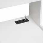 Table de chevet moderne Blanche/Bois/Noire avec station de recharge et veilleuse vocale, 1 utilisateur