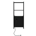 Table de chevet moderne Blanche/Bois/Noire avec station de recharge et veilleuse vocale, 1 utilisateur