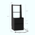 Table de chevet moderne Blanche/Bois/Noire avec station de recharge et veilleuse vocale, 1 utilisateur