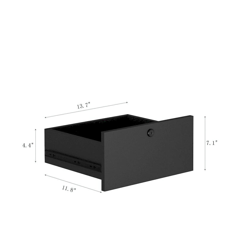 Table de chevet moderne Blanche/Bois/Noire avec station de recharge et veilleuse vocale, 1 utilisateur