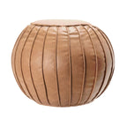 Pouf Ottoman Rond en Similicuir Marron – Siège Simple
