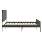 Cadre de lit plateforme gris foncé / marron clair avec tête de lit et pied de lit – Queen / King, 1 personne