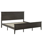 Cadre de lit plateforme gris foncé / marron clair avec tête de lit et pied de lit – Queen / King, 1 personne