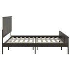 Cadre de lit plateforme gris foncé / marron clair avec tête de lit et pied de lit – Queen / King, 1 personne