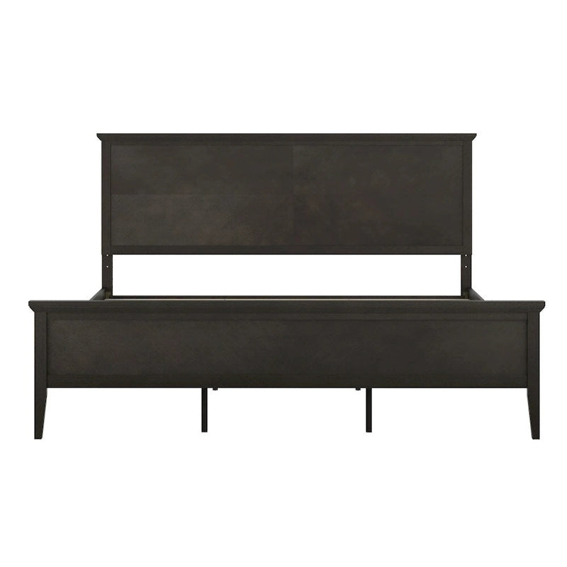 Cadre de lit plateforme gris foncé / marron clair avec tête de lit et pied de lit – Queen / King, 1 personne