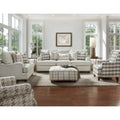 Fauteuil d'appoint en carreaux vichy de buffle blanc cassé et gris, une place