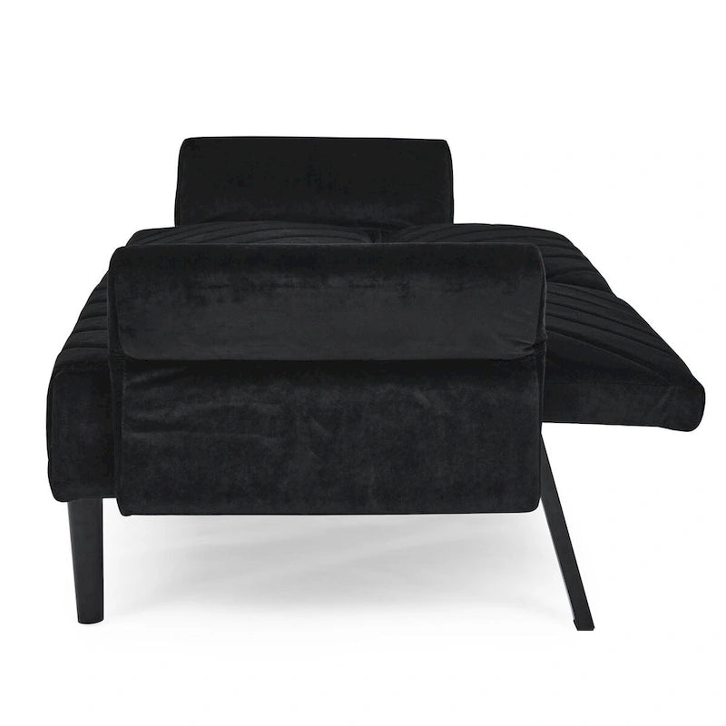 Canapé-lit convertible en velours beige / bleu / noir / gris / rose, dossier inclinable 6 positions, 2-3 places
