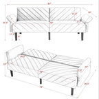 Canapé-lit convertible en velours beige / bleu / noir / gris / rose, dossier inclinable 6 positions, 2-3 places