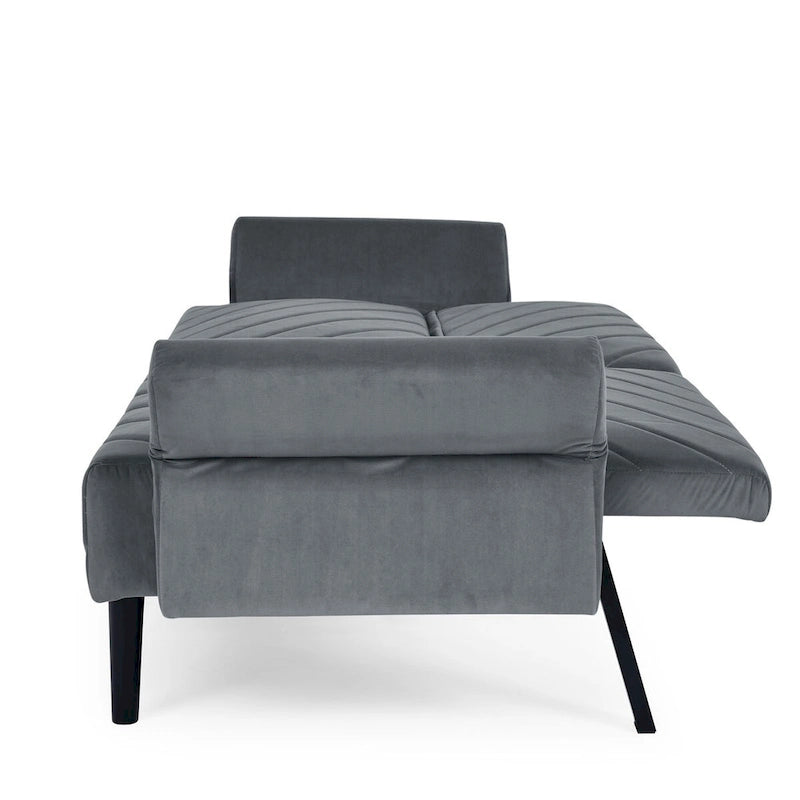 Canapé-lit convertible en velours beige / bleu / noir / gris / rose, dossier inclinable 6 positions, 2-3 places
