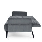 Canapé-lit convertible en velours beige / bleu / noir / gris / rose, dossier inclinable 6 positions, 2-3 places