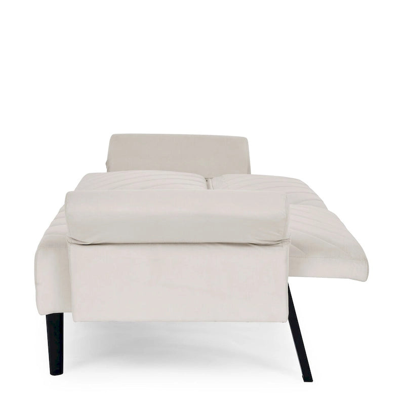 Canapé-lit convertible en velours beige / bleu / noir / gris / rose, dossier inclinable 6 positions, 2-3 places