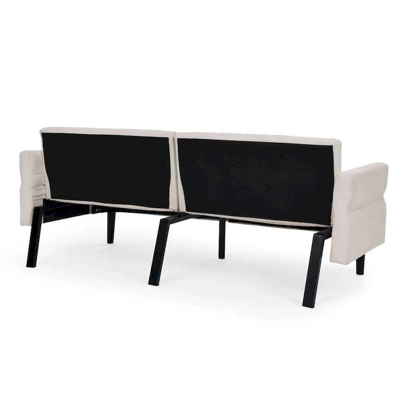Canapé-lit convertible en velours beige / bleu / noir / gris / rose, dossier inclinable 6 positions, 2-3 places