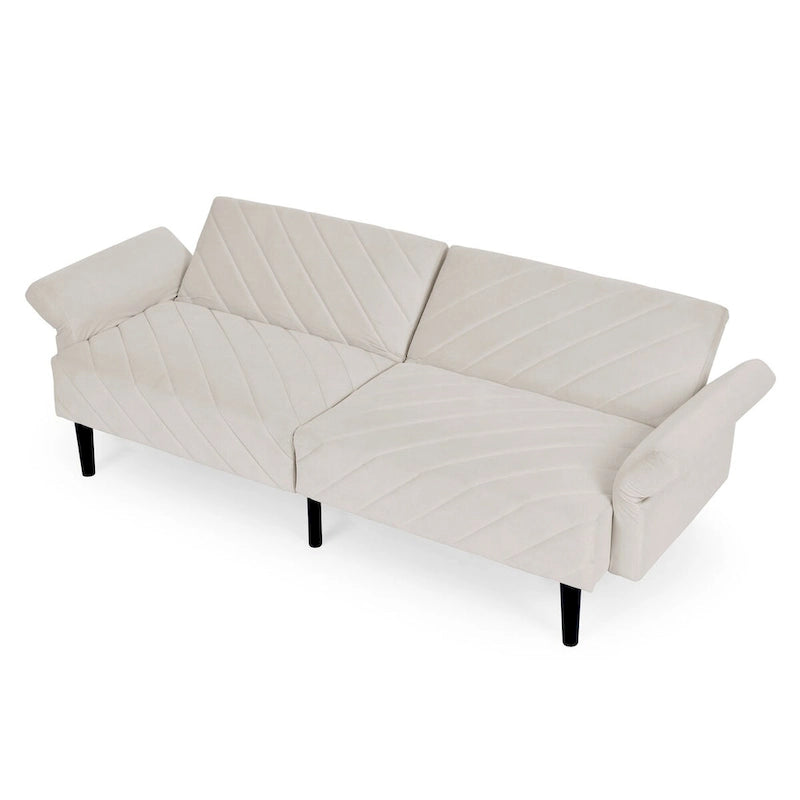 Canapé-lit convertible en velours beige / bleu / noir / gris / rose, dossier inclinable 6 positions, 2-3 places