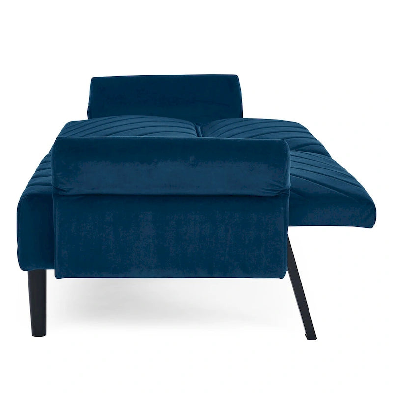 Canapé-lit convertible en velours beige / bleu / noir / gris / rose, dossier inclinable 6 positions, 2-3 places