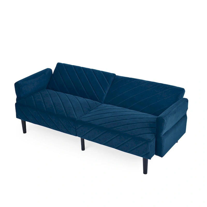 Canapé-lit convertible en velours beige / bleu / noir / gris / rose, dossier inclinable 6 positions, 2-3 places