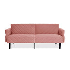Canapé-lit convertible en velours beige / bleu / noir / gris / rose, dossier inclinable 6 positions, 2-3 places