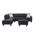 Canapé d'angle en forme de L, gris anthracite / gris foncé, avec méridienne et pouf, 3 places et plus