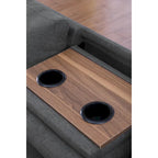 Canapé d'angle en forme de L, gris anthracite / gris foncé, avec méridienne et pouf, 3 places et plus
