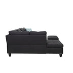 Canapé d'angle en forme de L, gris anthracite / gris foncé, avec méridienne et pouf, 3 places et plus